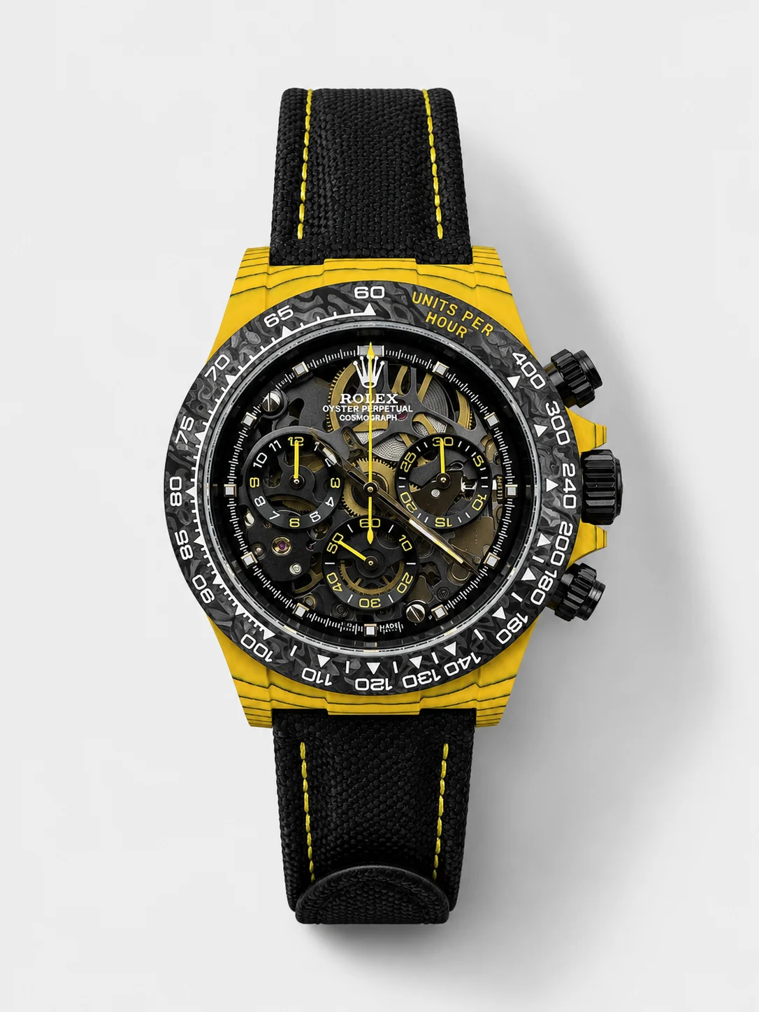 Rolex Daytona Yellow TPT Casing Skeleton Dial Nylon Strap Super Clone Watch - view 1
