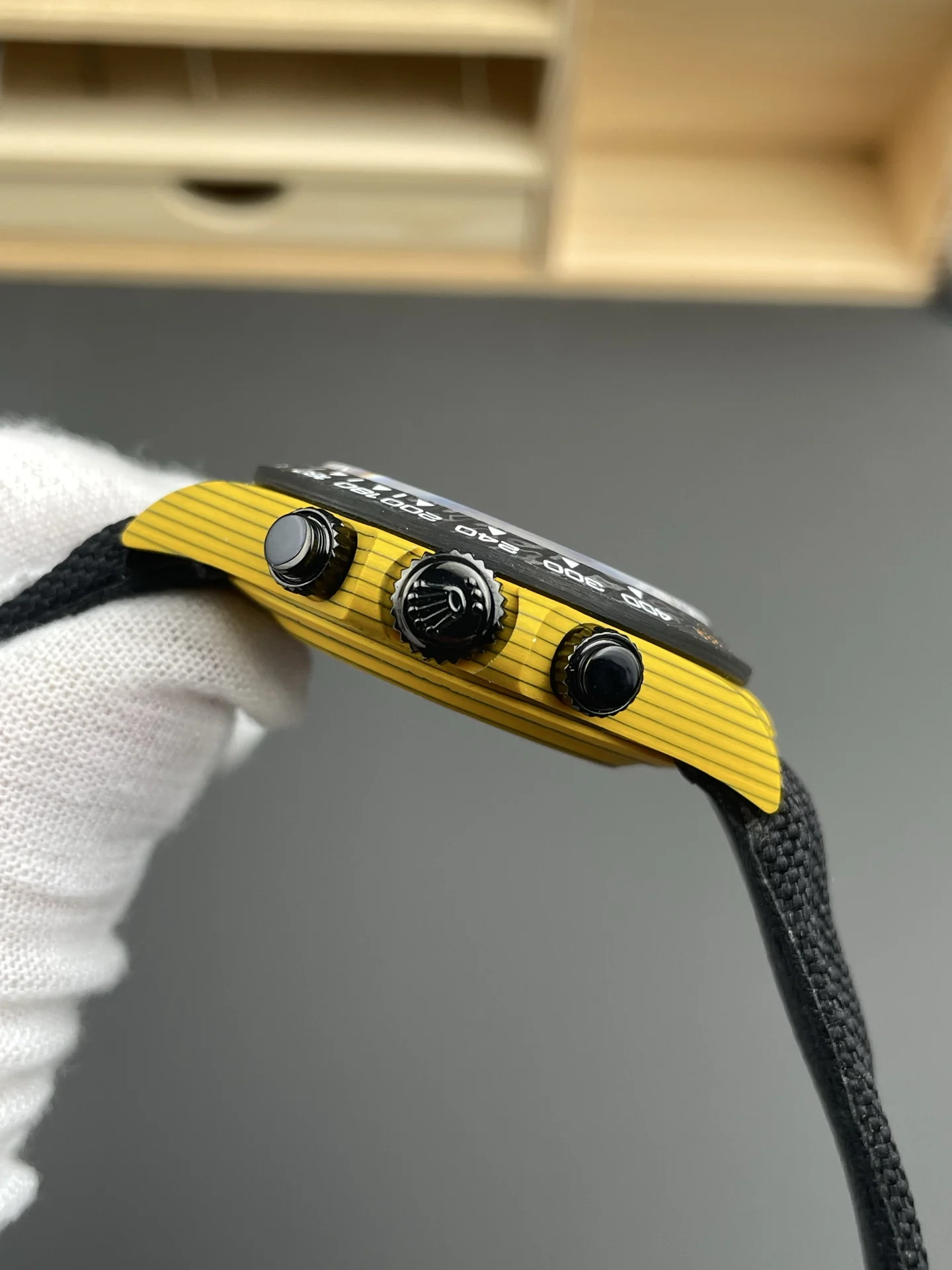 Rolex Daytona Yellow TPT Casing Skeleton Dial Nylon Strap Super Clone Watch - view 6
