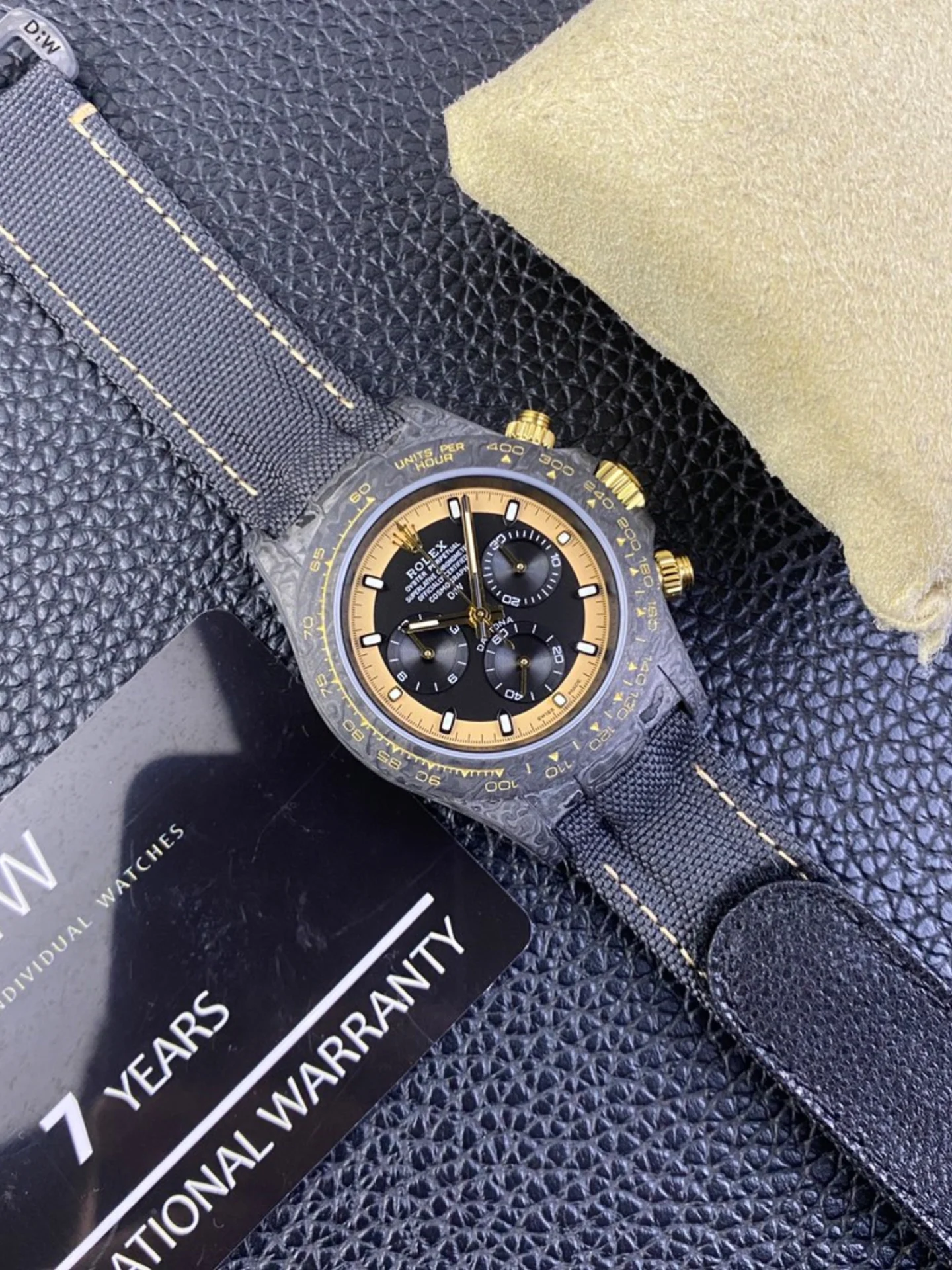 Rolex Cosmograph Daytona DiW CREAM INVERT GOLD Edition Carbon Fiber Super Clone Watch - view 10