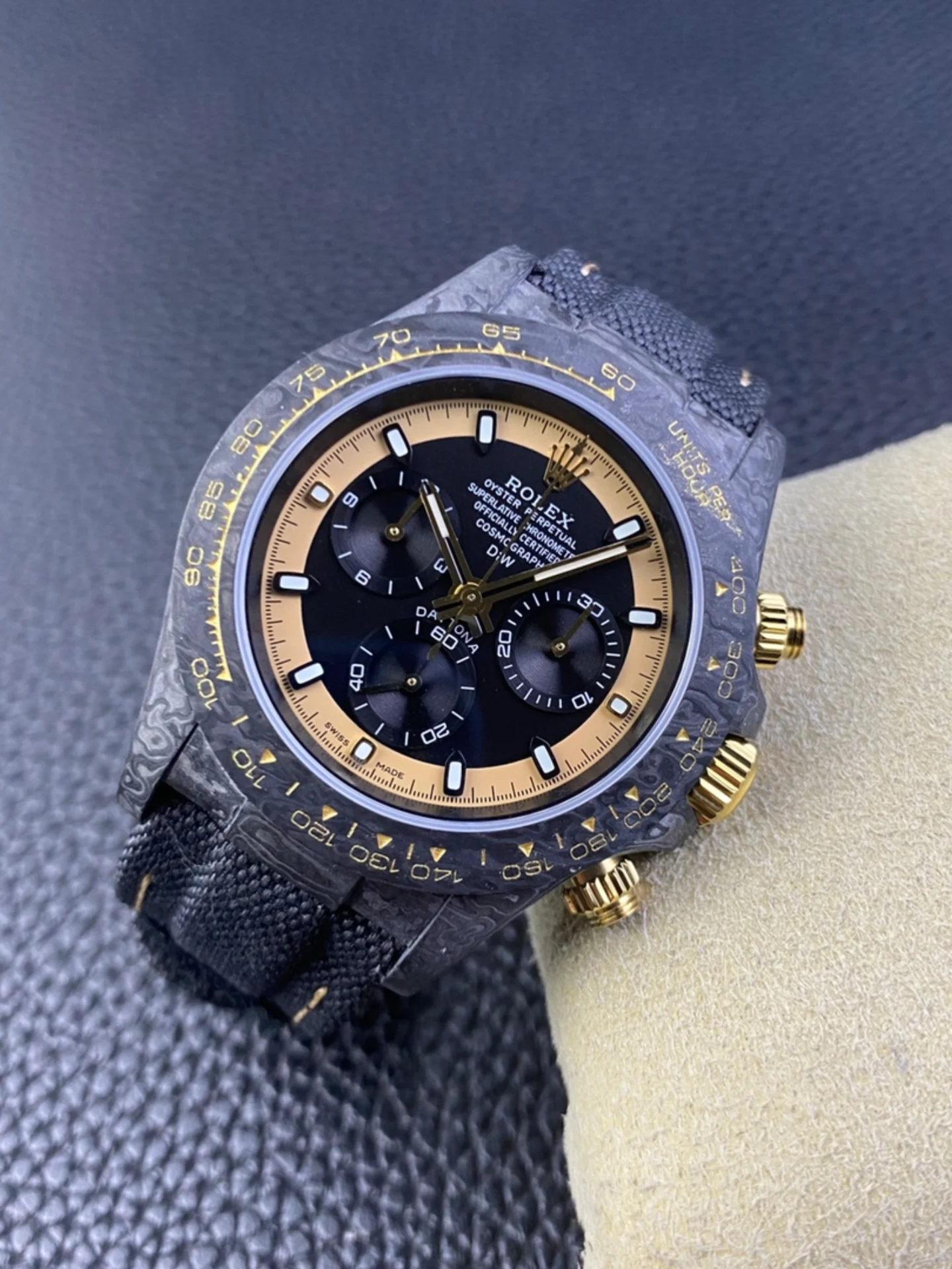 Rolex Cosmograph Daytona DiW CREAM INVERT GOLD Edition Carbon Fiber Super Clone Watch - view 4