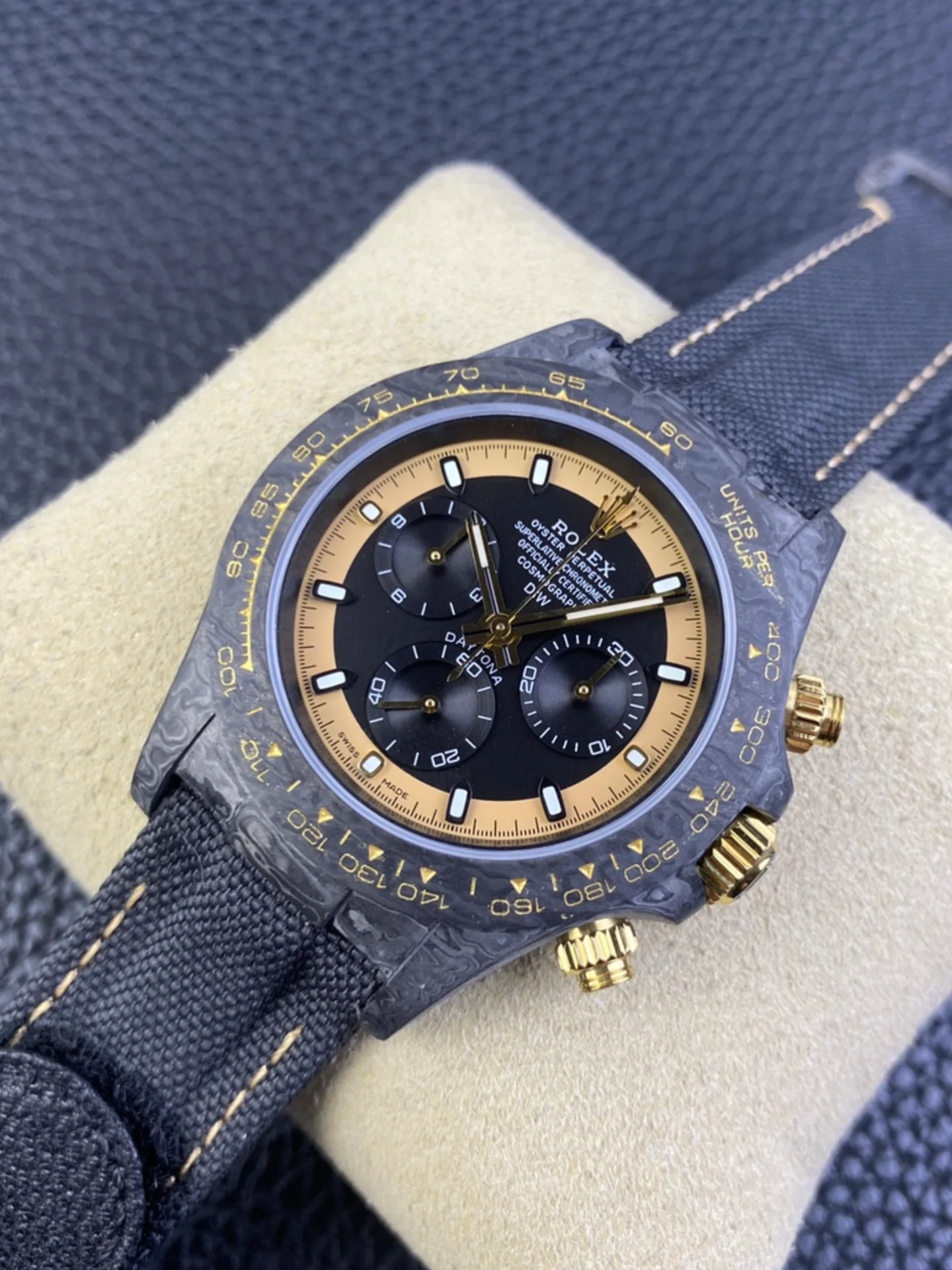 Rolex Cosmograph Daytona DiW CREAM INVERT GOLD Edition Carbon Fiber Super Clone Watch - view 5