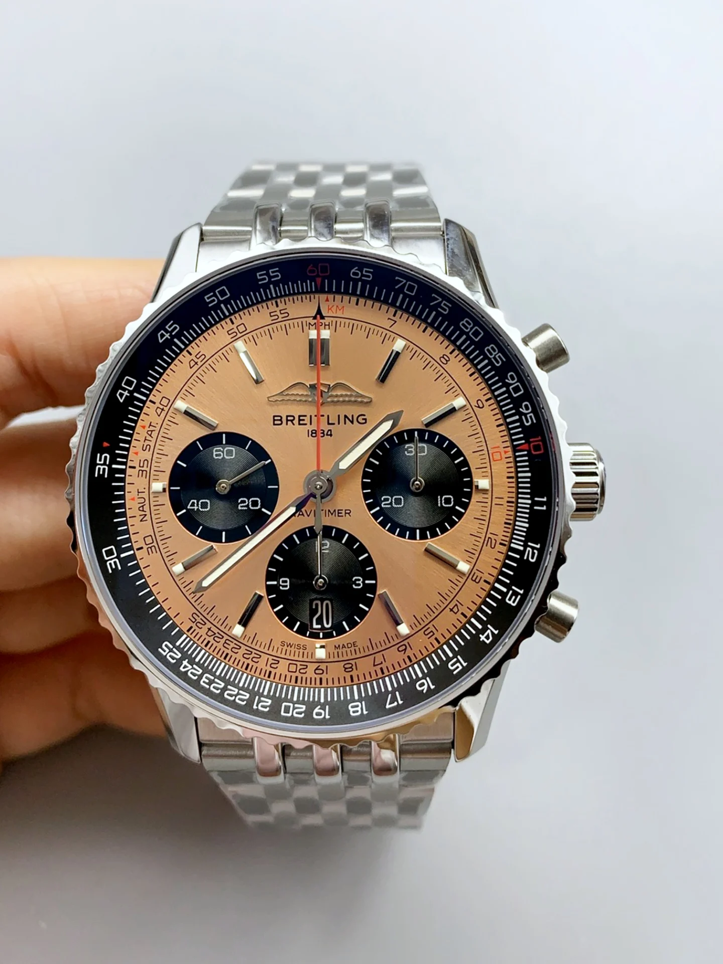 Breitling Navitimer B01 Chronograph 43 Copper Dial - 904L Steel Casing 1:1 Mirror Swiss Super Clone - view 2