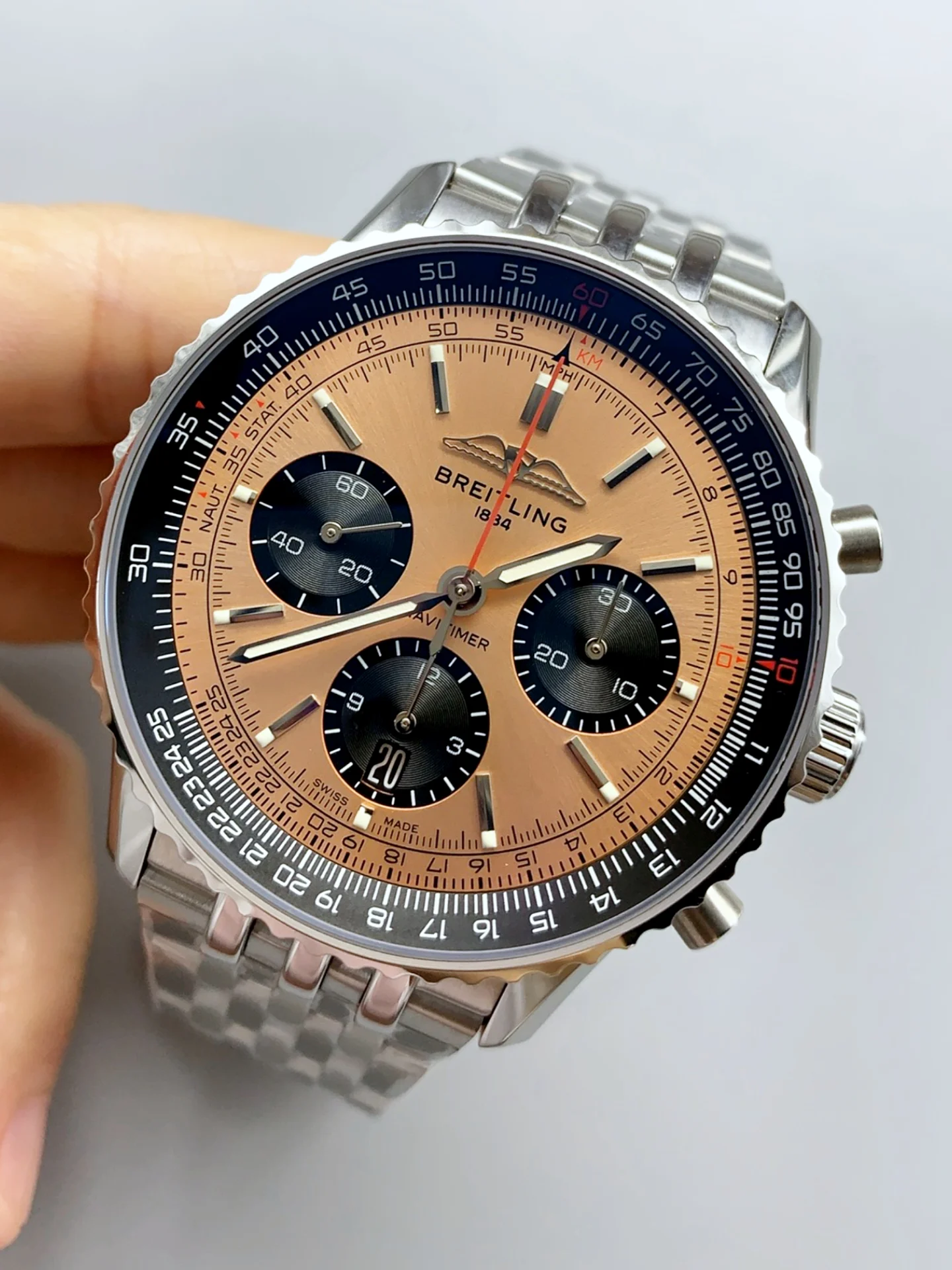 Breitling Navitimer B01 Chronograph 43 Copper Dial - 904L Steel Casing 1:1 Mirror Swiss Super Clone - view 3