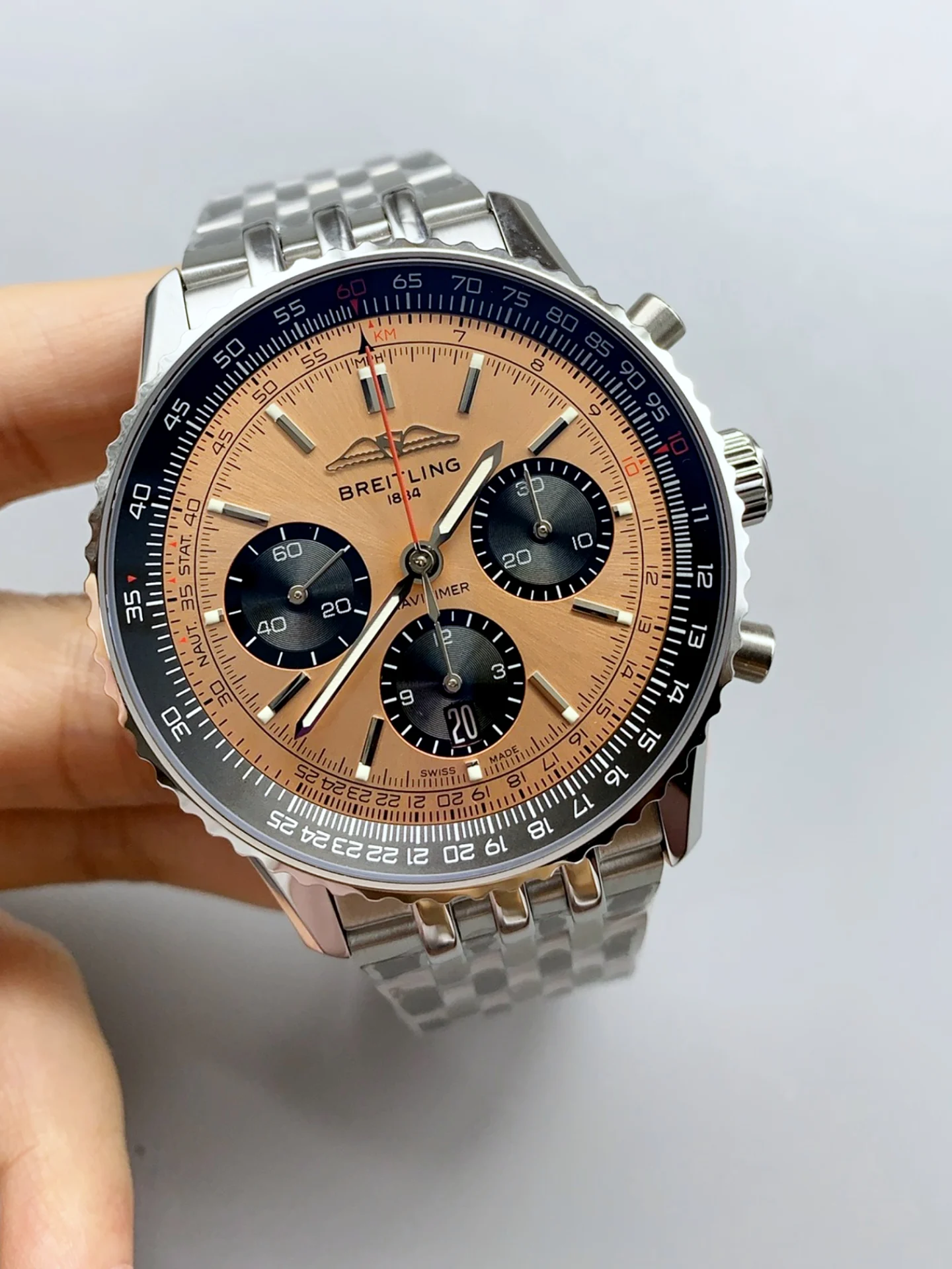 Breitling Navitimer B01 Chronograph 43 Copper Dial - 904L Steel Casing 1:1 Mirror Swiss Super Clone - view 4
