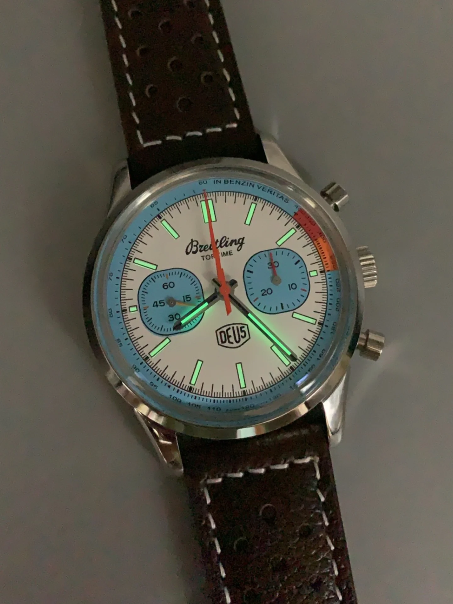 Breitling Top Time B01 Deus Edition Leather Strap 1:1 Mirror Swiss Super Clone Watch - view 10
