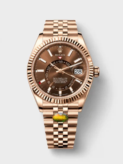 Rolex Sky-Dweller REF# 336935 Brown Dial Watch in Rose Gold 904L Steel Case 1:1 Mirror Super Clone - view 1