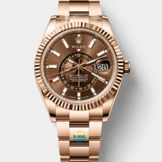 Rolex Sky-Dweller REF# 336235 Brown Dial Watch in Rose Gold 904L Steel Case 1:1 Mirror Super Clone - view 1