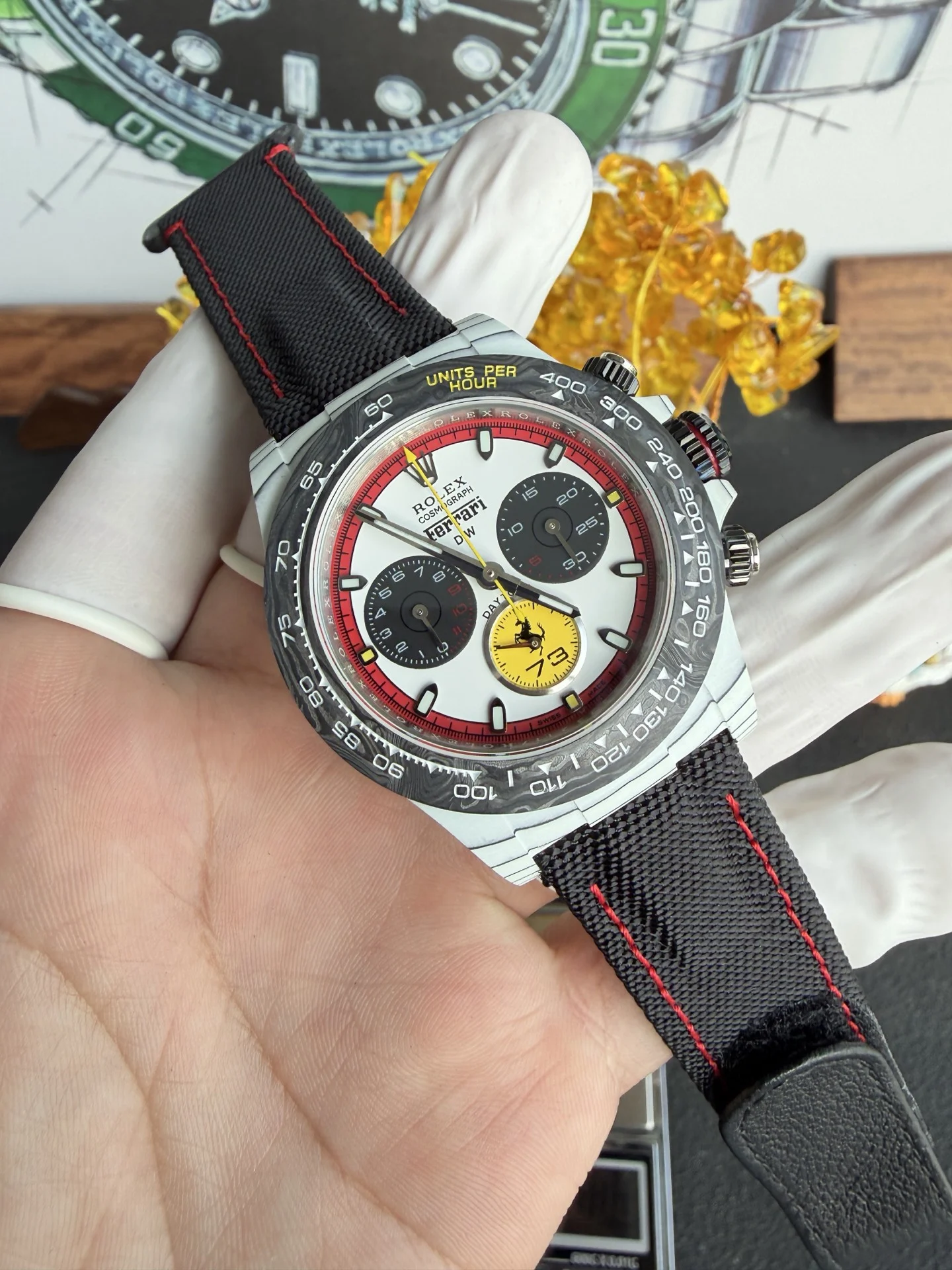 Rolex Daytona DiW Ferrari CarboQuartz Super Clone Watch - view 11