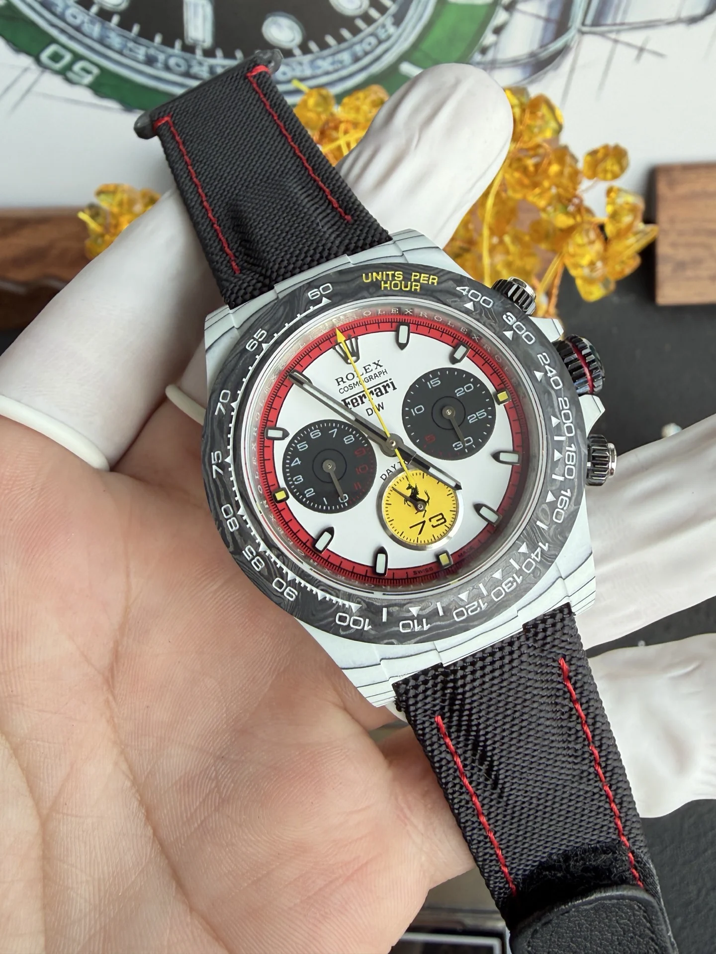 Rolex Daytona DiW Ferrari CarboQuartz Super Clone Watch - view 3