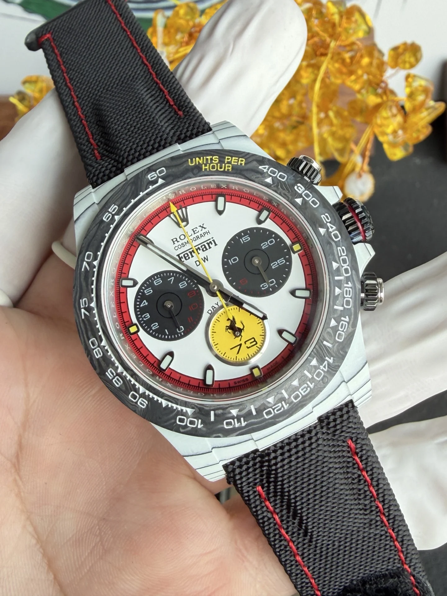 Rolex Daytona DiW Ferrari CarboQuartz Super Clone Watch - view 4