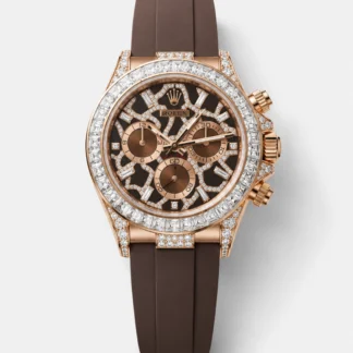 Rolex Daytona 126555TBR Giraffe Rose Gold Chestnut Brown Moissanites Dial Super Clone Watch - view 1