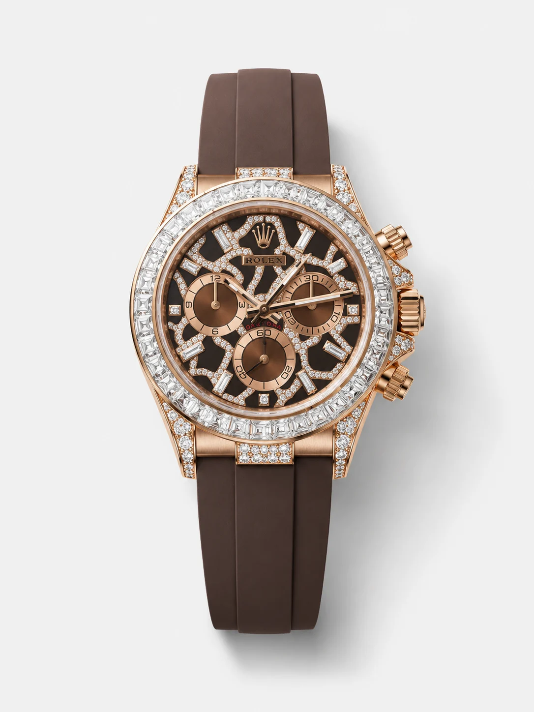 Rolex Daytona 126555TBR Giraffe Rose Gold Chestnut Brown Moissanites Dial Super Clone Watch - view 1