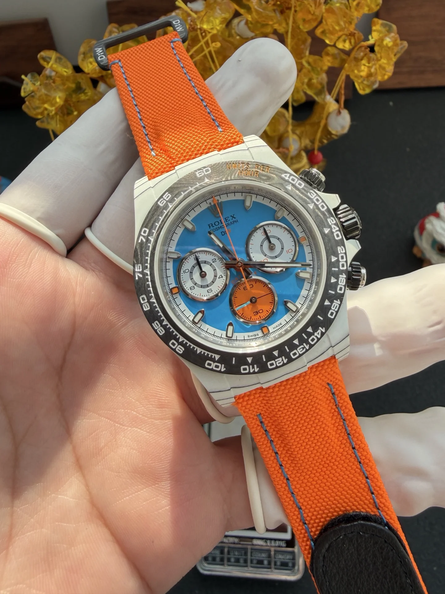 Rolex Daytona DiW VELOCE CarboQuartz Super Clone Watch - view 12