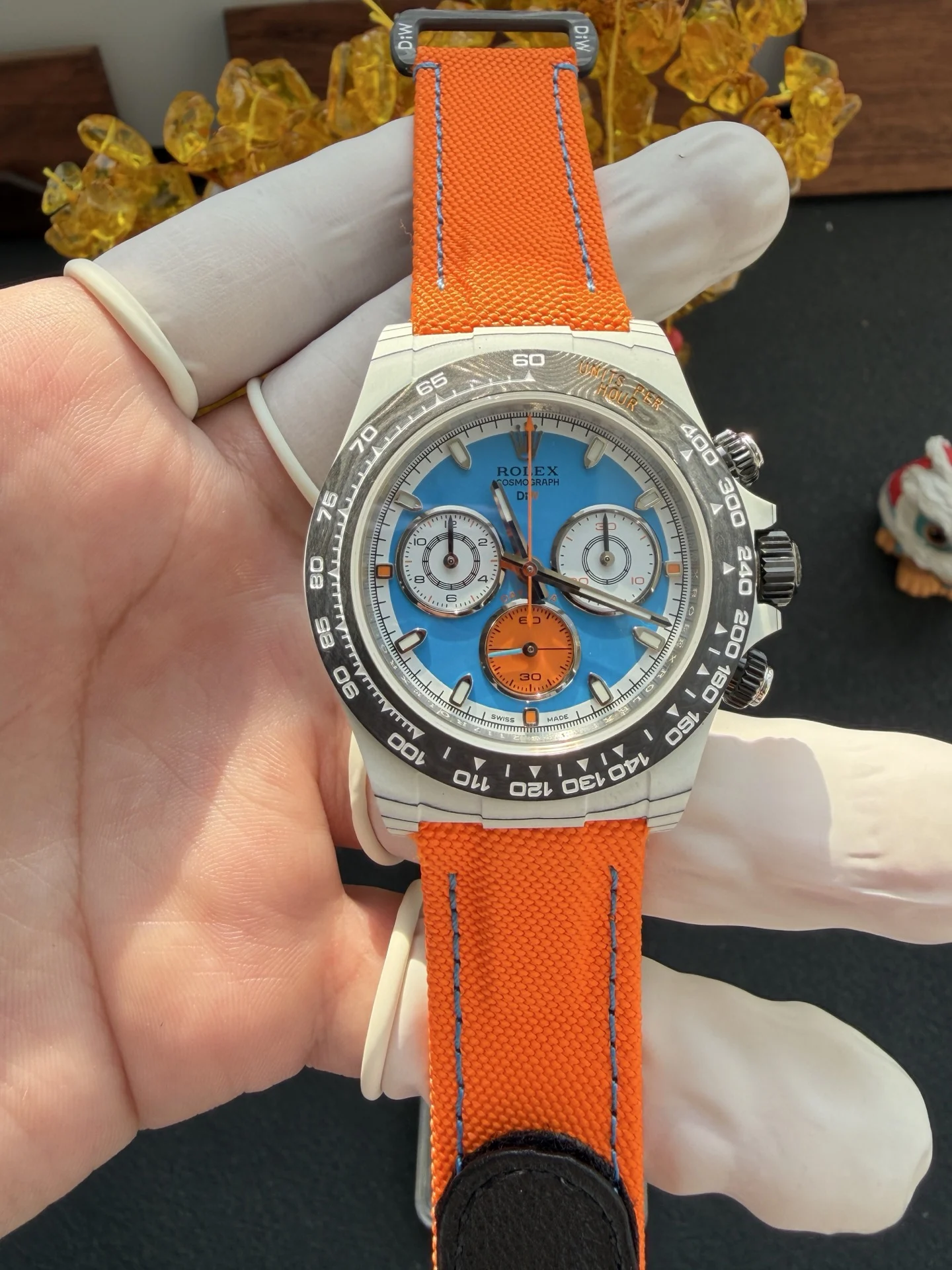 Rolex Daytona DiW VELOCE CarboQuartz Super Clone Watch - view 5