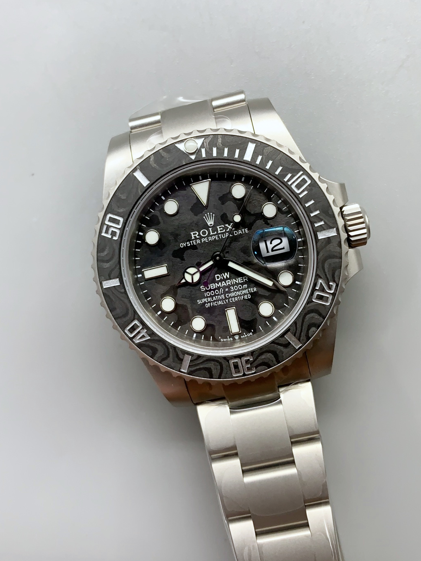 Rolex Submariner DiW Sandblasted Carbon Fiber Bezel/Dial FREE SPRUNG MVMNT Super Clone - view 3