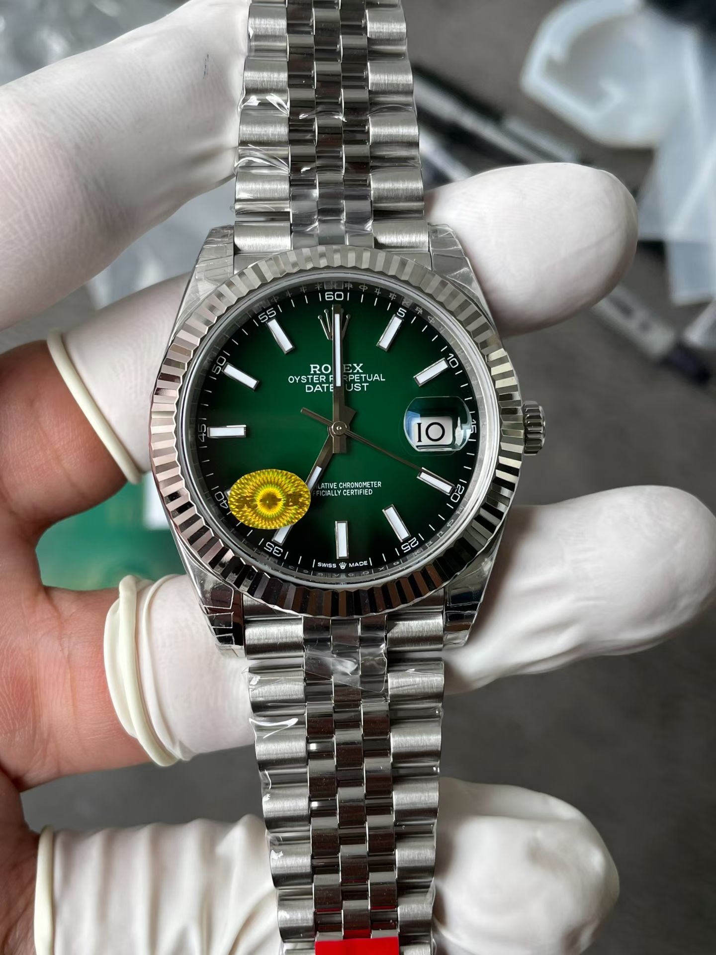 Rolex Datejust 126234 Ombre Green Dial 36MM Jubilee FREE SPRUNG MVMT Super Clone Watch - view 3