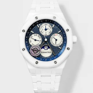 Audemars Piguet Royal Oak Perpetual Calendar Swiss Super Clone White PVD Casing in Blue Dial - view 1
