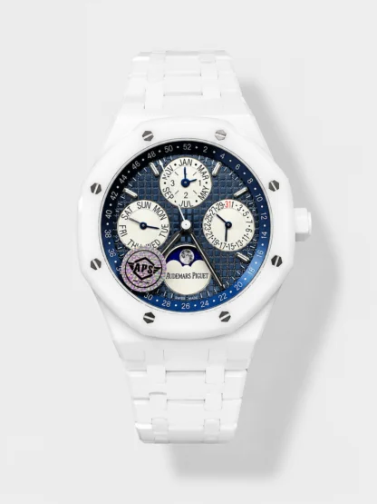 Audemars Piguet Royal Oak Perpetual Calendar Swiss Super Clone White PVD Casing in Blue Dial - view 1