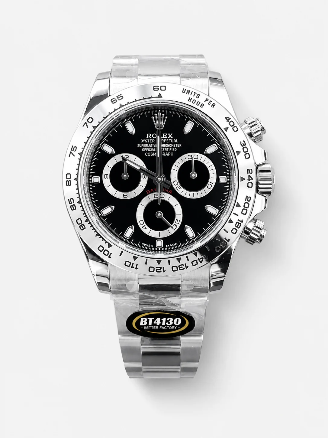 Rolex Cosmograph Daytona 116520 Black Dial Original Cal.4130 Movement - Ultimate 904L Steel Watch - Super Clone Watch - view 1