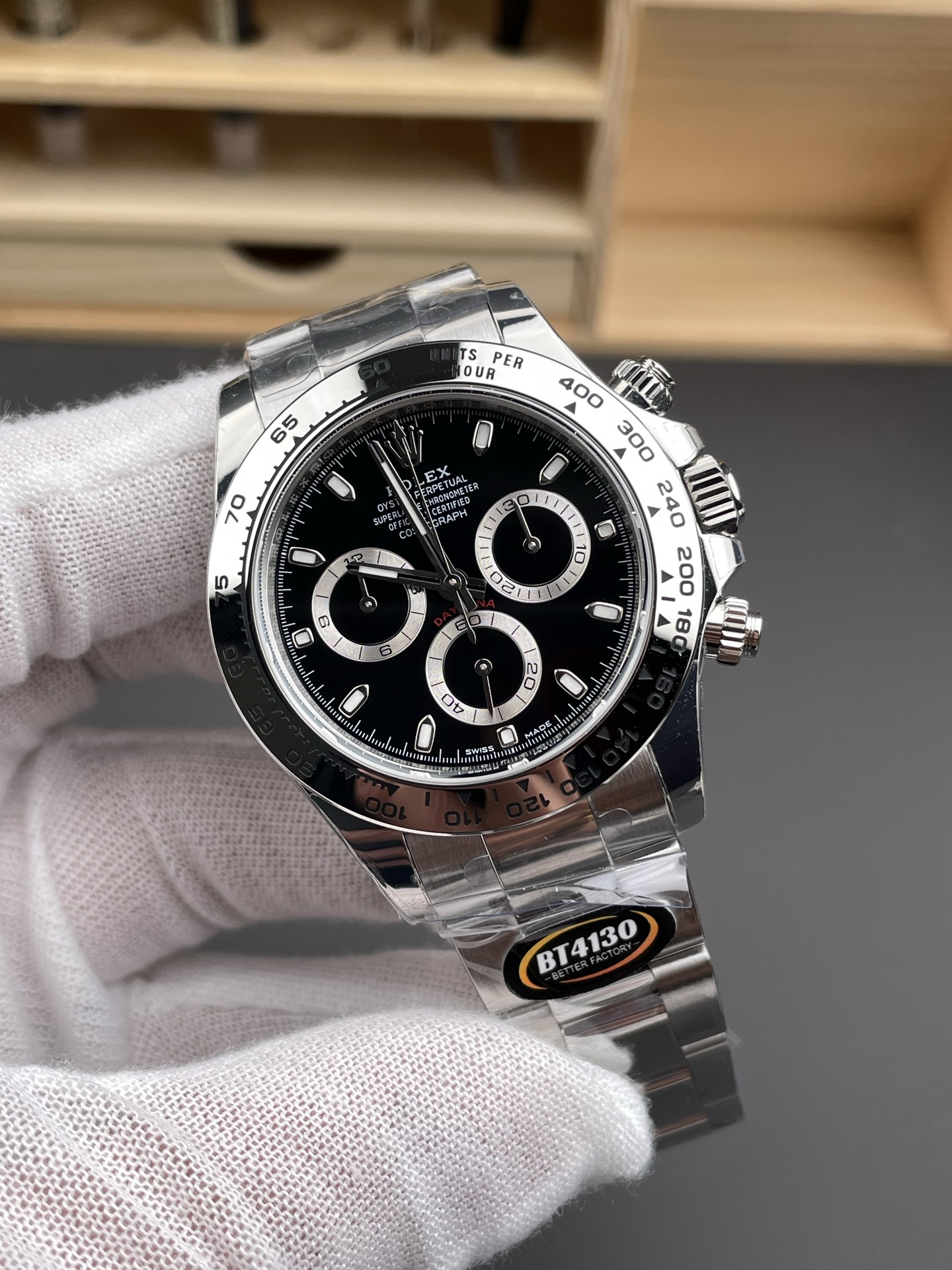 Rolex Cosmograph Daytona 116520 Black Dial Original Cal.4130 Movement - Ultimate 904L Steel Watch - Super Clone Watch - view 2