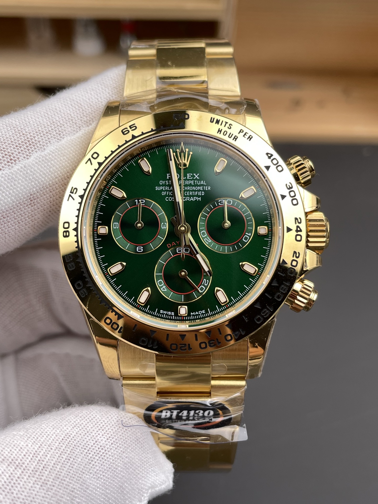 Rolex Daytona John Mayer Super Clone 116508 Yellow Gold Green Dial Cal.4130 Movement Swiss - view 2