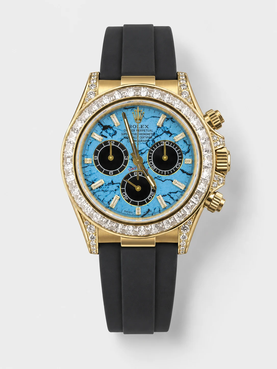 Rolex Daytona Super Clone 126518LN Yellow Gold Turquoise Dial Original Cal.4131 Movement - view 1
