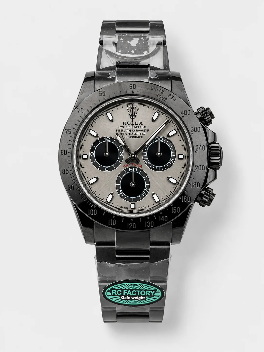 Rolex Daytona Blaken 1:1 Swiss Mirror Super Clone Grey Dial Cal.4130 Movement (WITH BOX) - view 1