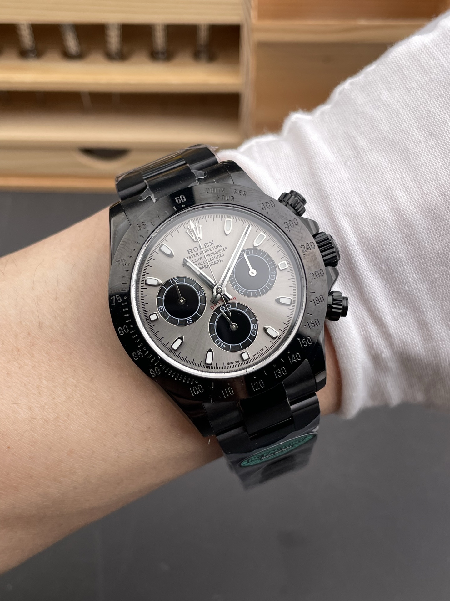 Rolex Daytona Blaken 1:1 Swiss Mirror Super Clone Grey Dial Cal.4130 Movement (WITH BOX) - view 10