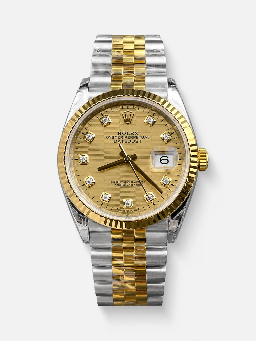 Rolex Datejust Cal.3235 Movement 1:1 Mirror Super Clone 904L Steel 36MM - Gold Fluted Motif Dial - view 1