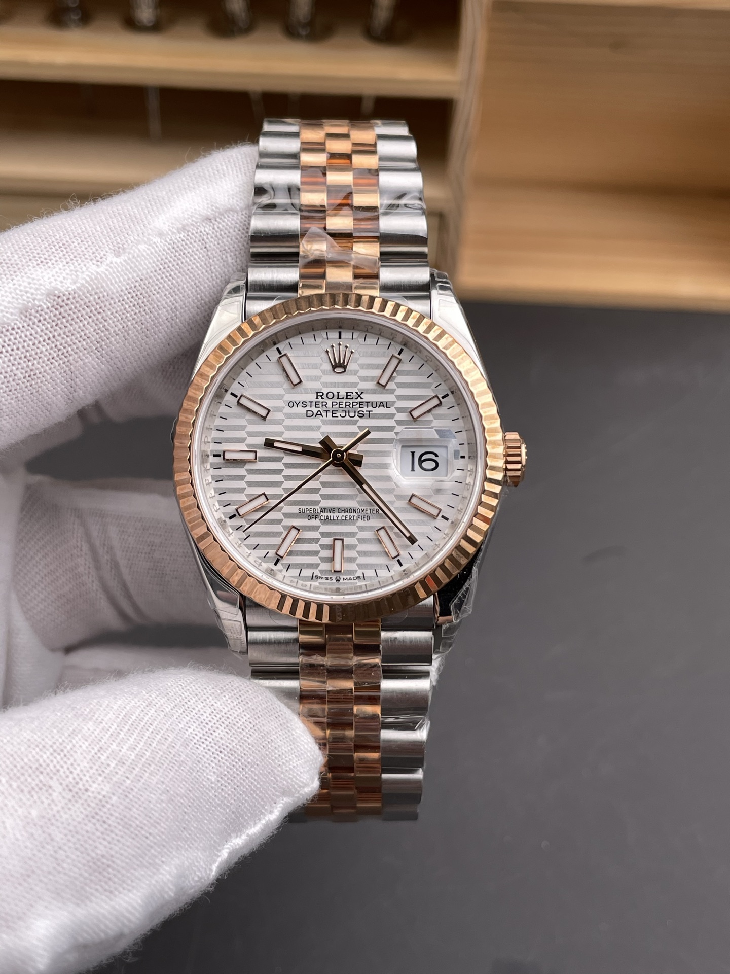 Rolex Super Clone Datejust ETA 3235 Movement 41MM Two Tone Rose Gold Plating Fluted Dial Watch - view 2