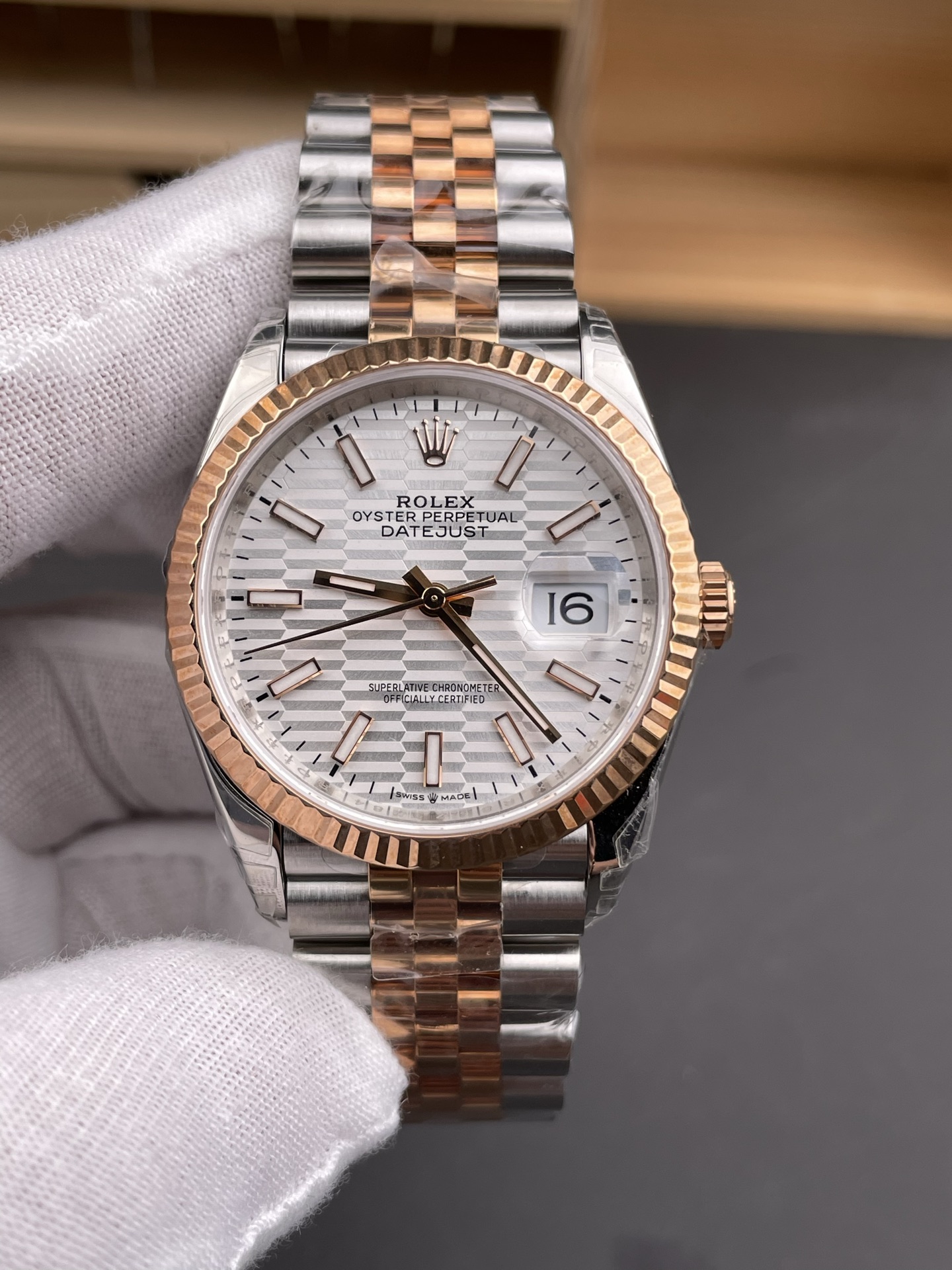 Rolex Super Clone Datejust ETA 3235 Movement 41MM Two Tone Rose Gold Plating Fluted Dial Watch - view 3