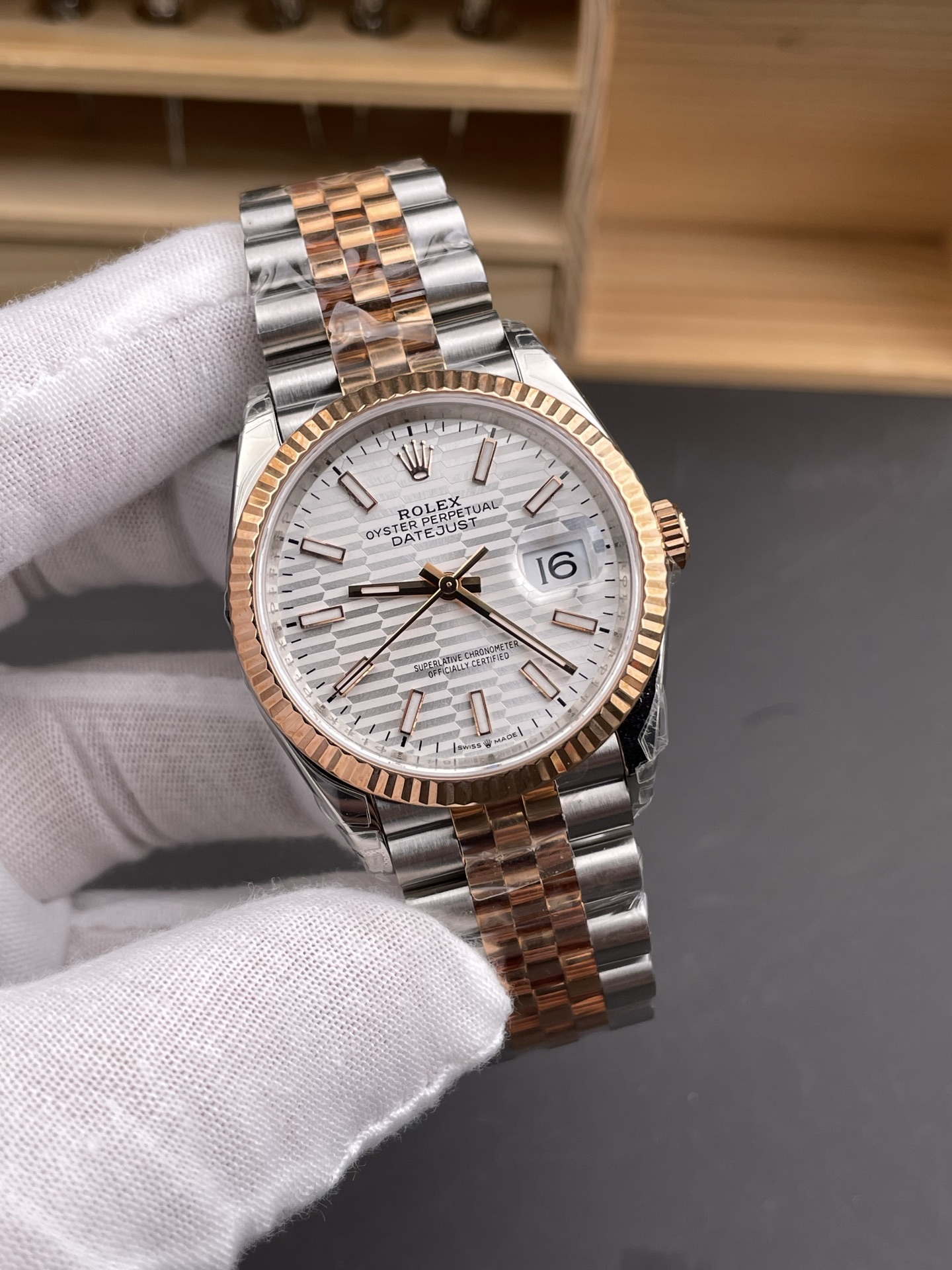 Rolex Super Clone Datejust ETA 3235 Movement 41MM Two Tone Rose Gold Plating Fluted Dial Watch - view 4