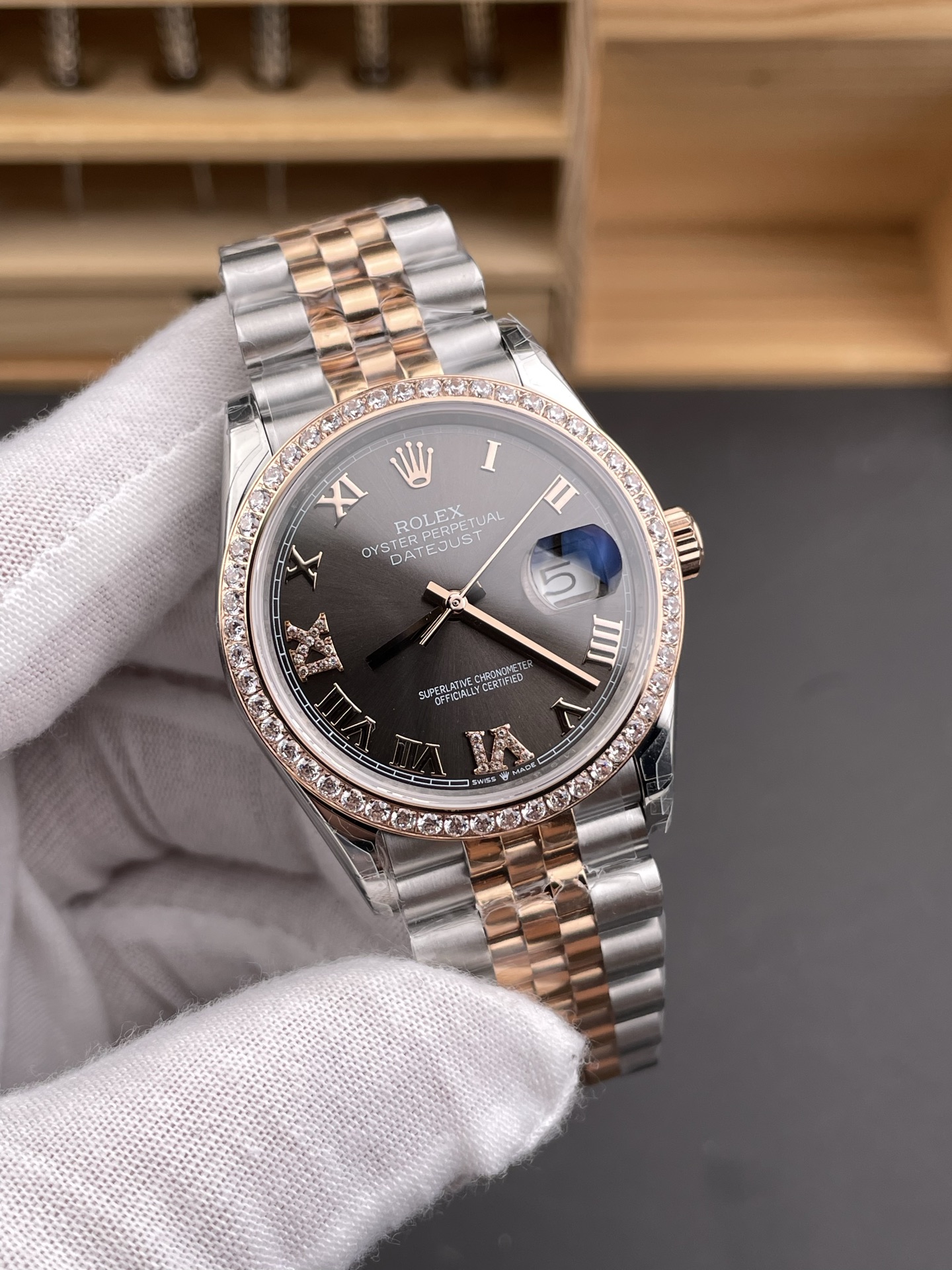 Rolex Datejust Cal.3235 Movement Super Clone Rose Gold 2 Tone 31MM Brown Dial Watch - view 10