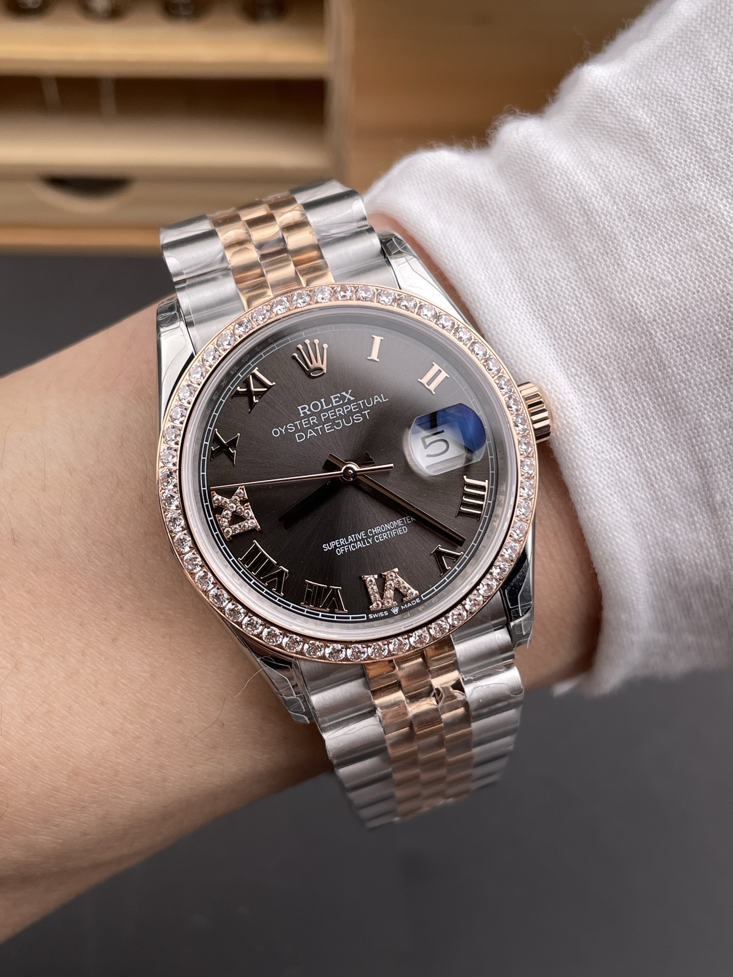 Rolex Datejust Cal.3235 Movement Super Clone Rose Gold 2 Tone 31MM Brown Dial Watch - view 3