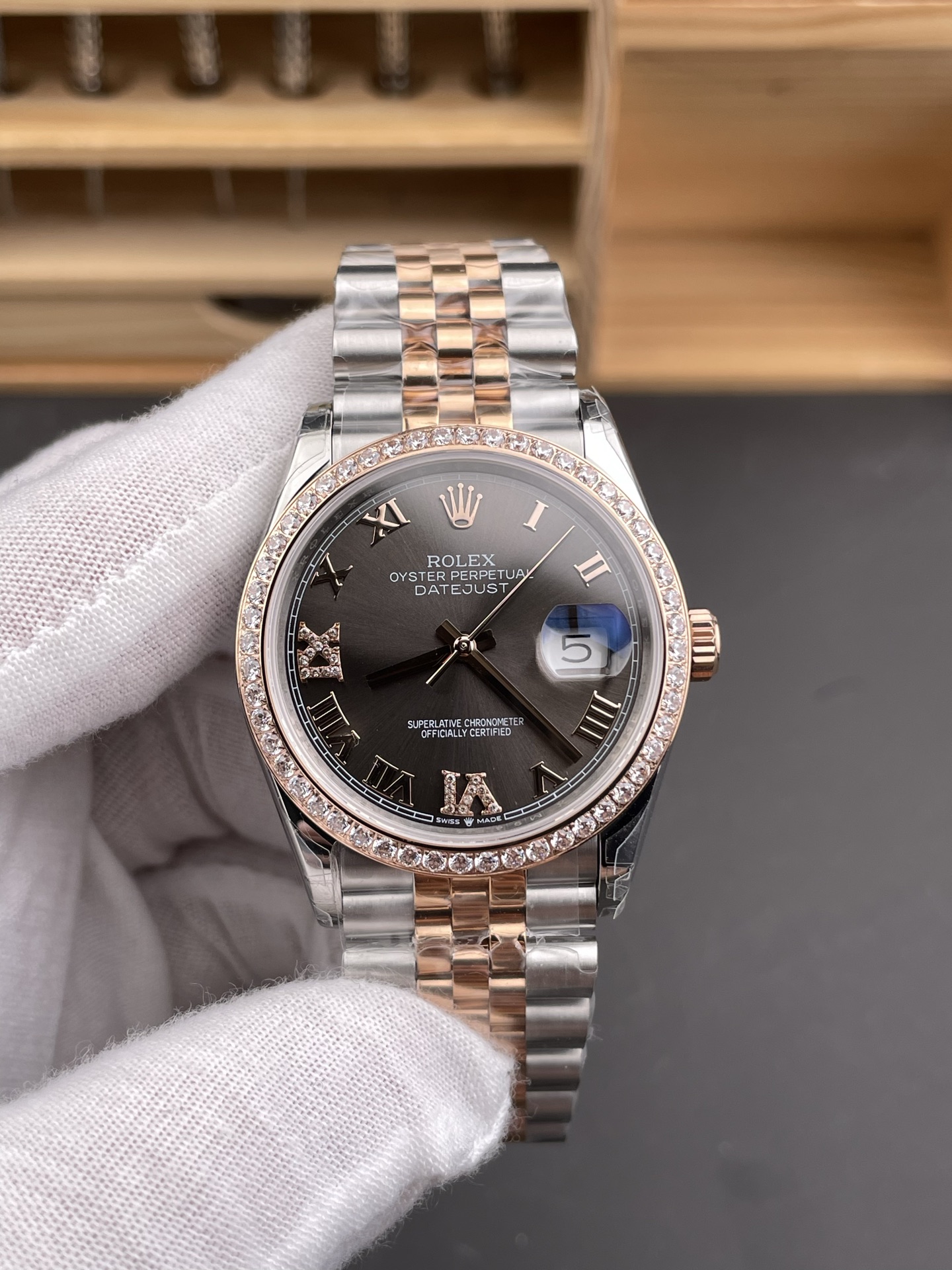 Rolex Datejust Cal.3235 Movement Super Clone Rose Gold 2 Tone 31MM Brown Dial Watch - view 6