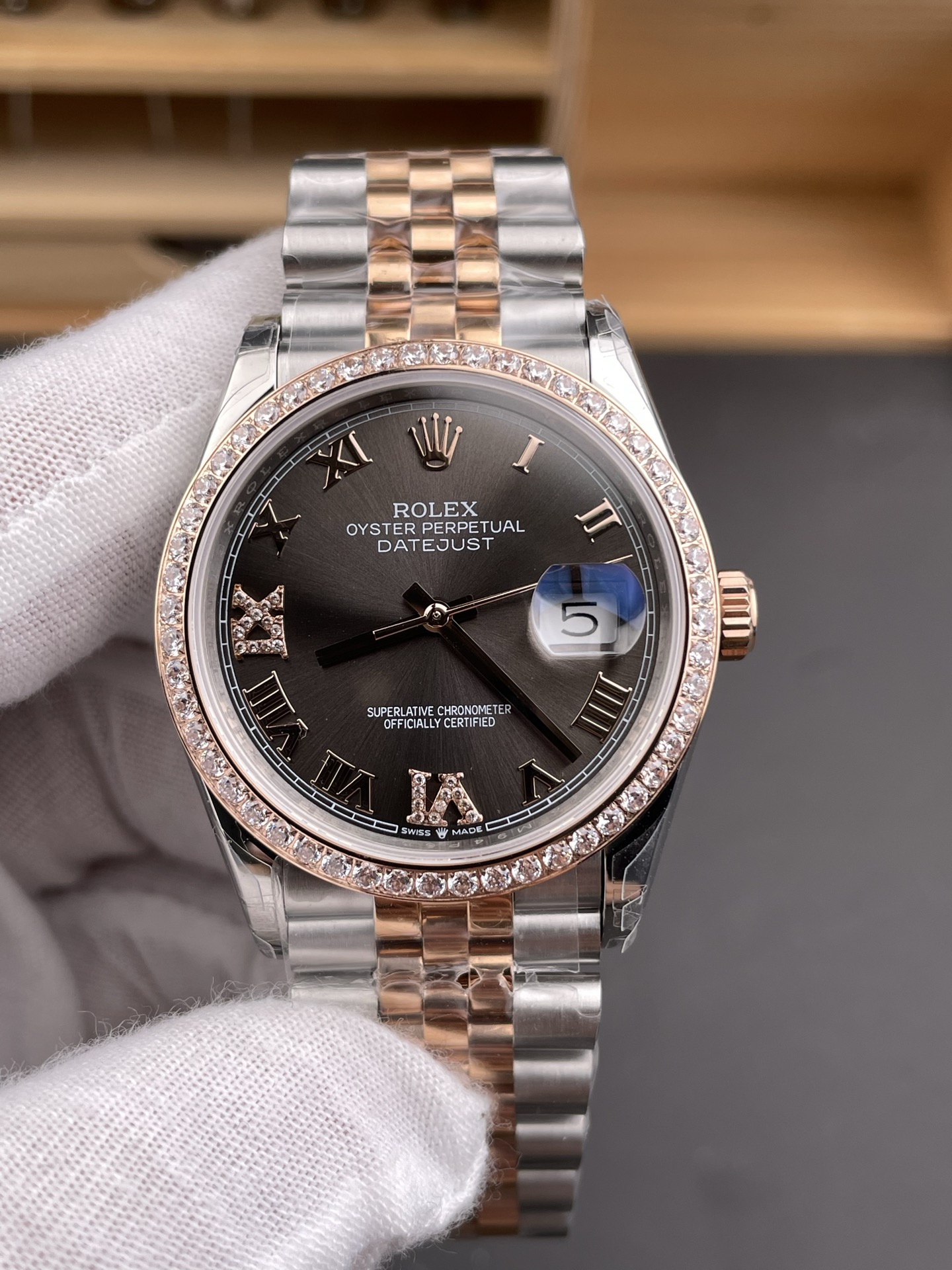 Rolex Datejust Cal.3235 Movement Super Clone Rose Gold 2 Tone 31MM Brown Dial Watch - view 8