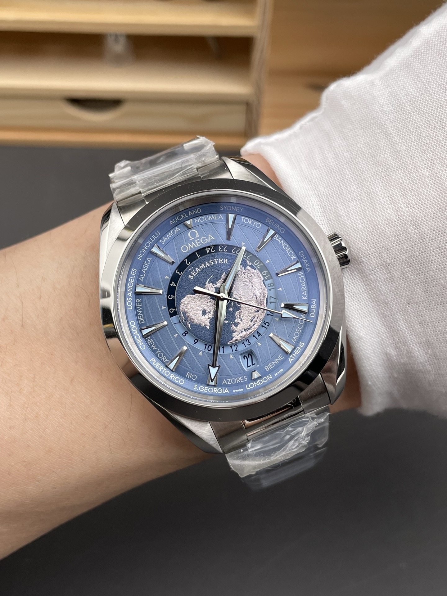 Omega Aqua Terra 150M Wolrd Timer 24 Summer Blue Dial 904L Steel 1:1 Mirror Super Clone 41MM - view 10