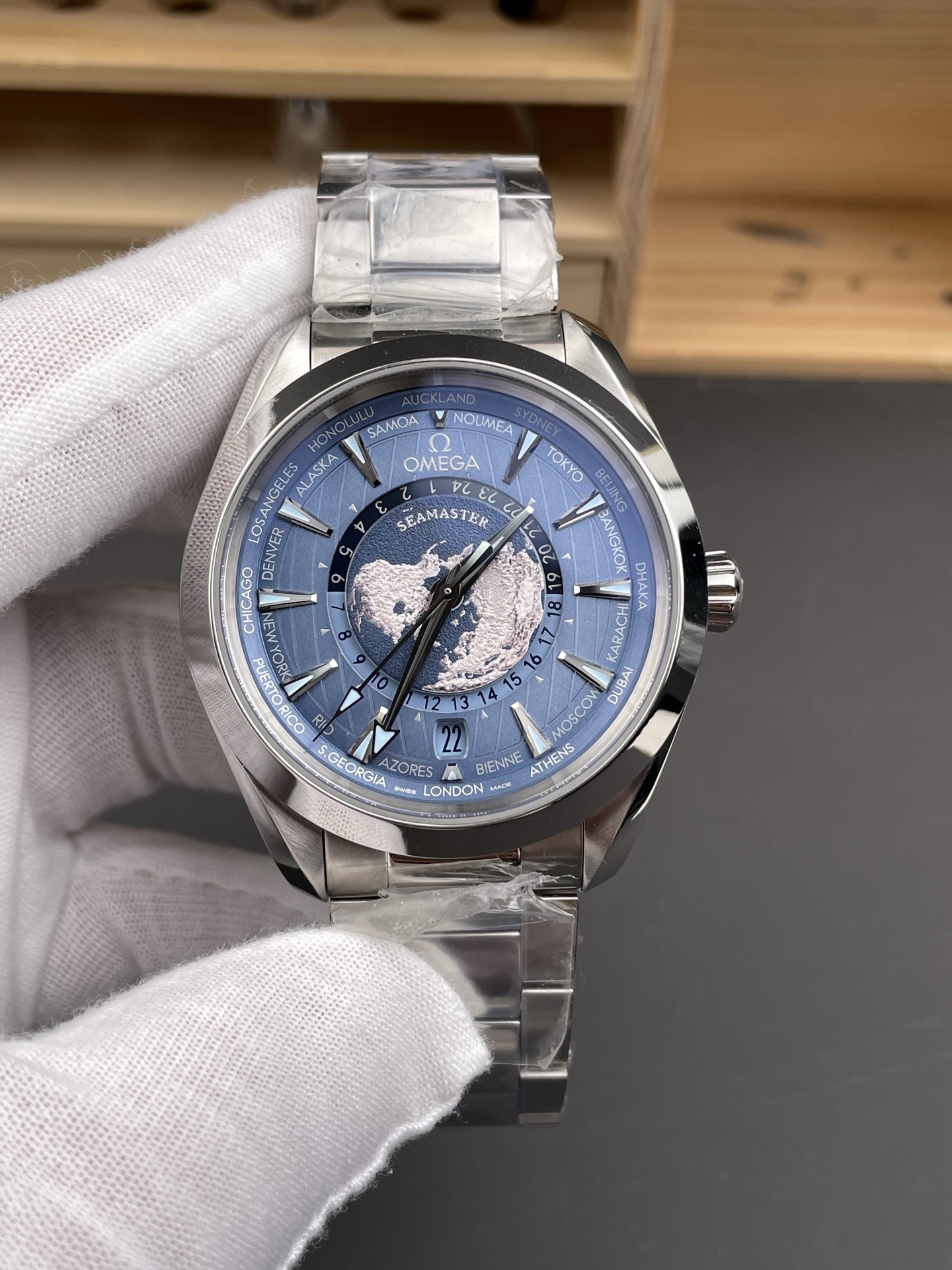 Omega Aqua Terra 150M Wolrd Timer 24 Summer Blue Dial 904L Steel 1:1 Mirror Super Clone 41MM - view 2