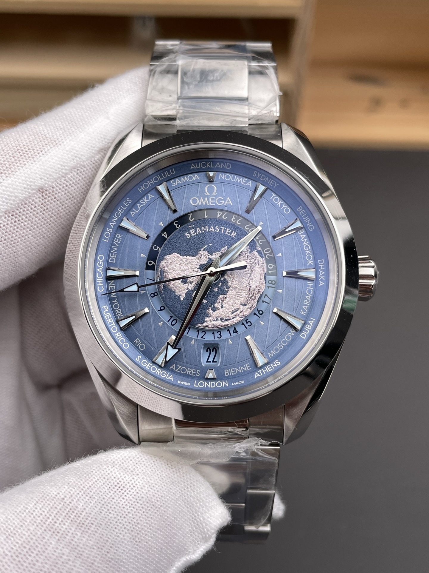 Omega Aqua Terra 150M Wolrd Timer 24 Summer Blue Dial 904L Steel 1:1 Mirror Super Clone 41MM - view 4