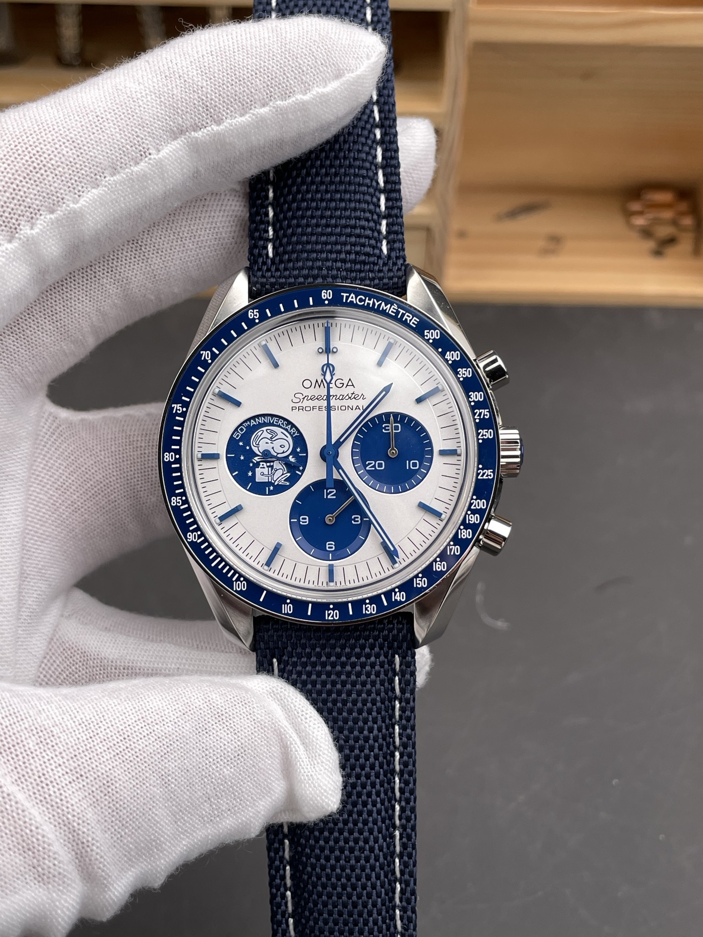 Omega Speedmaster 50th Anniversary Super Clone Snoopy Watch in Nylon Strap - view 2