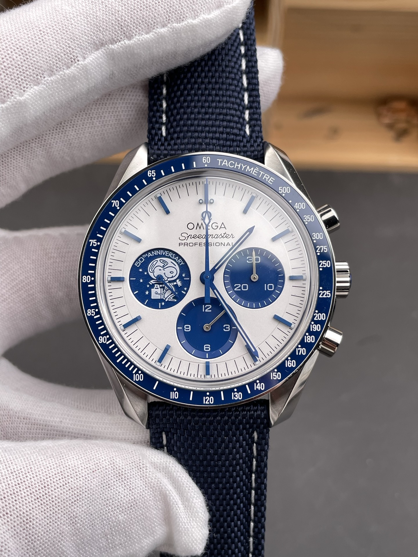Omega Speedmaster 50th Anniversary Super Clone Snoopy Watch in Nylon Strap - view 3