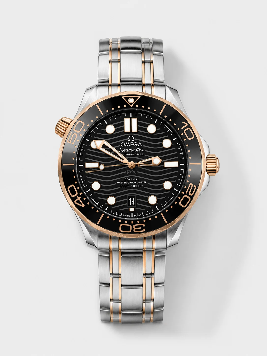Omega Seamaster Black Dial Two Tone Bracelet Super Clone watch, gallery photo