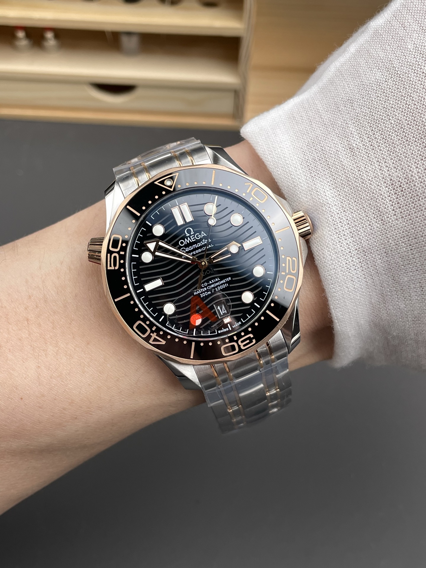 Omega Seamaster Super Clone 300M Master Chronometer Blue Swiss 2 Tone Watch - view 10