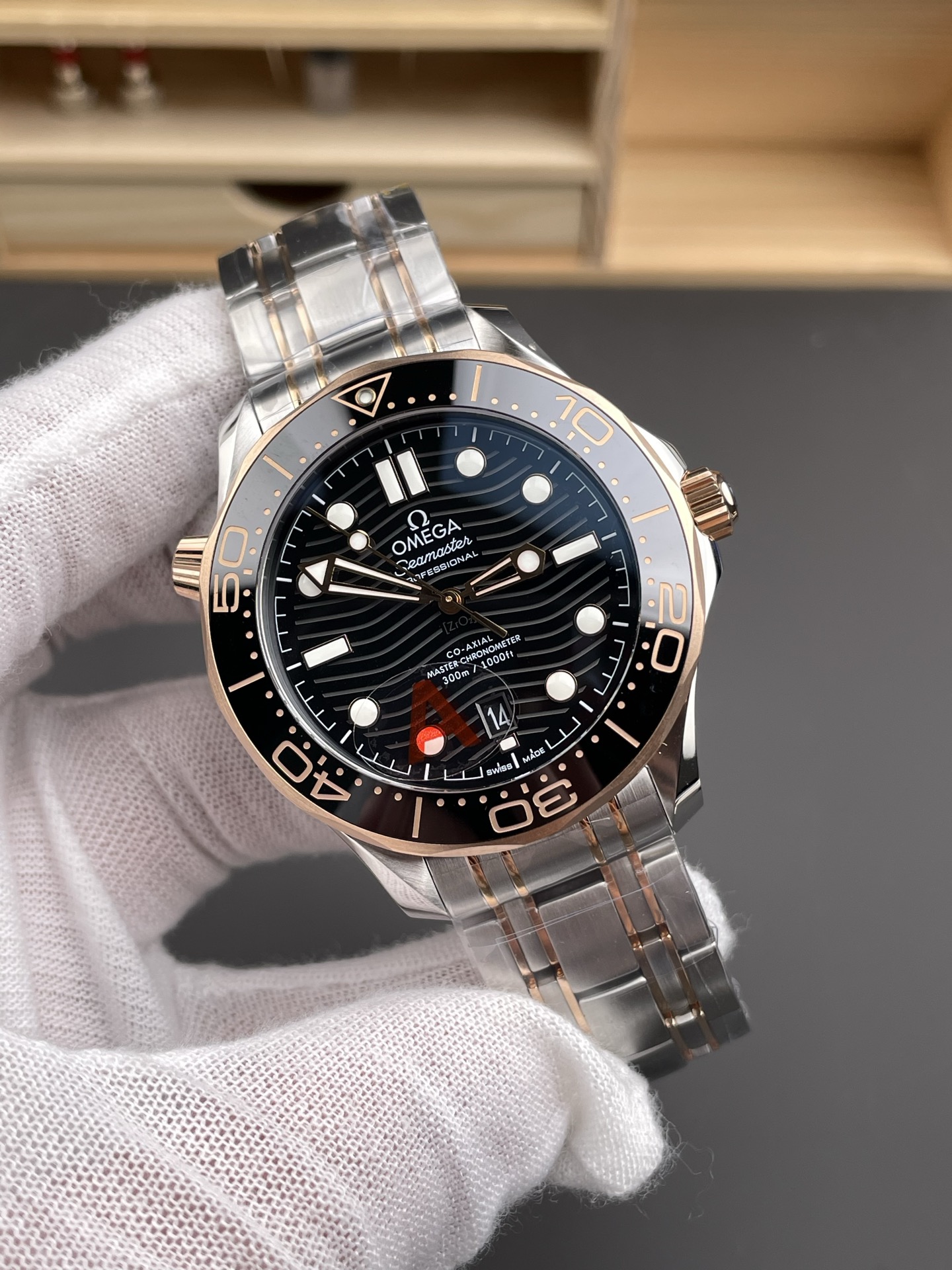 Omega Seamaster Super Clone 300M Master Chronometer Blue Swiss 2 Tone Watch - view 3