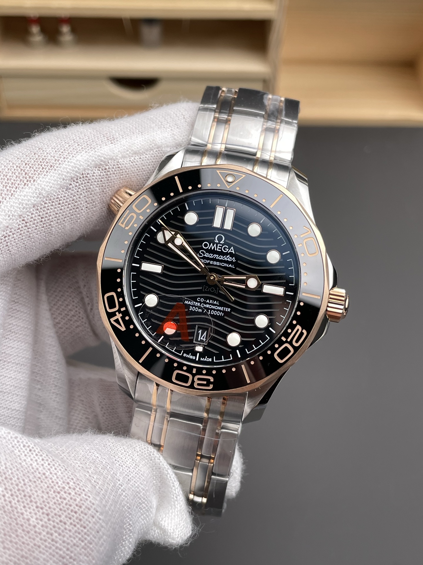 Omega Seamaster Super Clone 300M Master Chronometer Blue Swiss 2 Tone Watch - view 4
