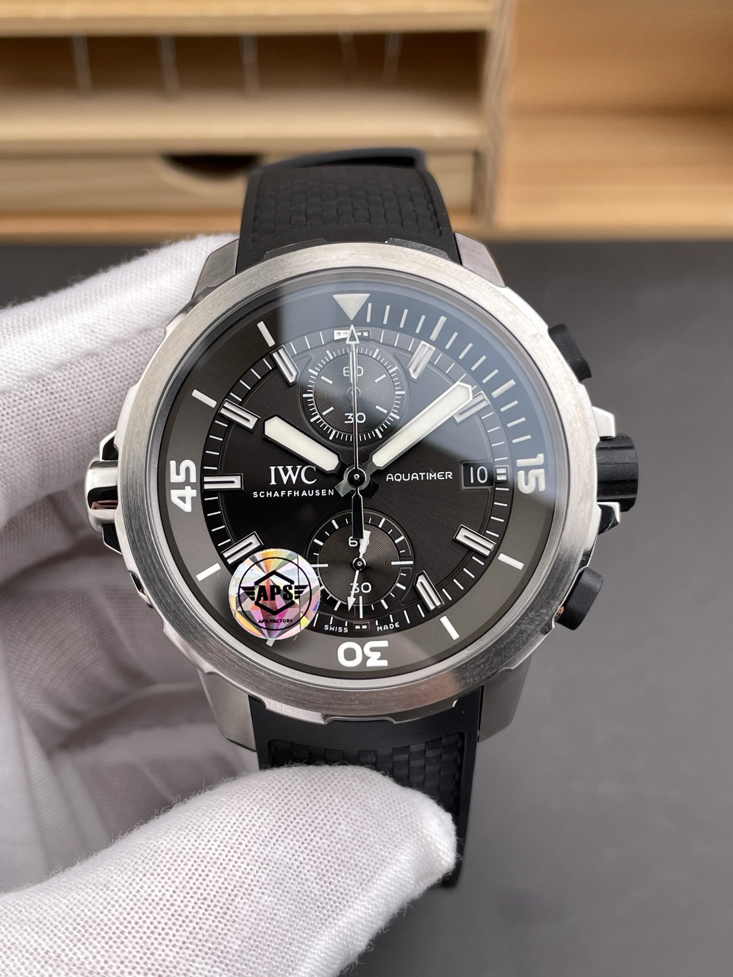 IWC Super Clone Aquatimer Chronograph IW376804 Swiss Black Dial - view 2