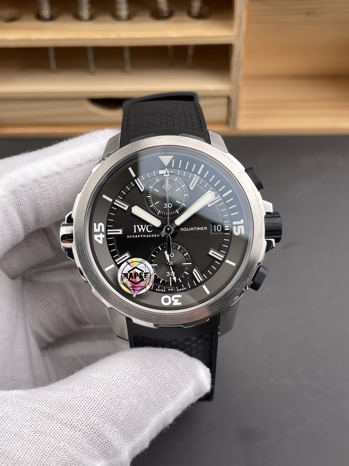 IWC Super Clone Aquatimer Chronograph IW376804 Swiss Black Dial - view 3