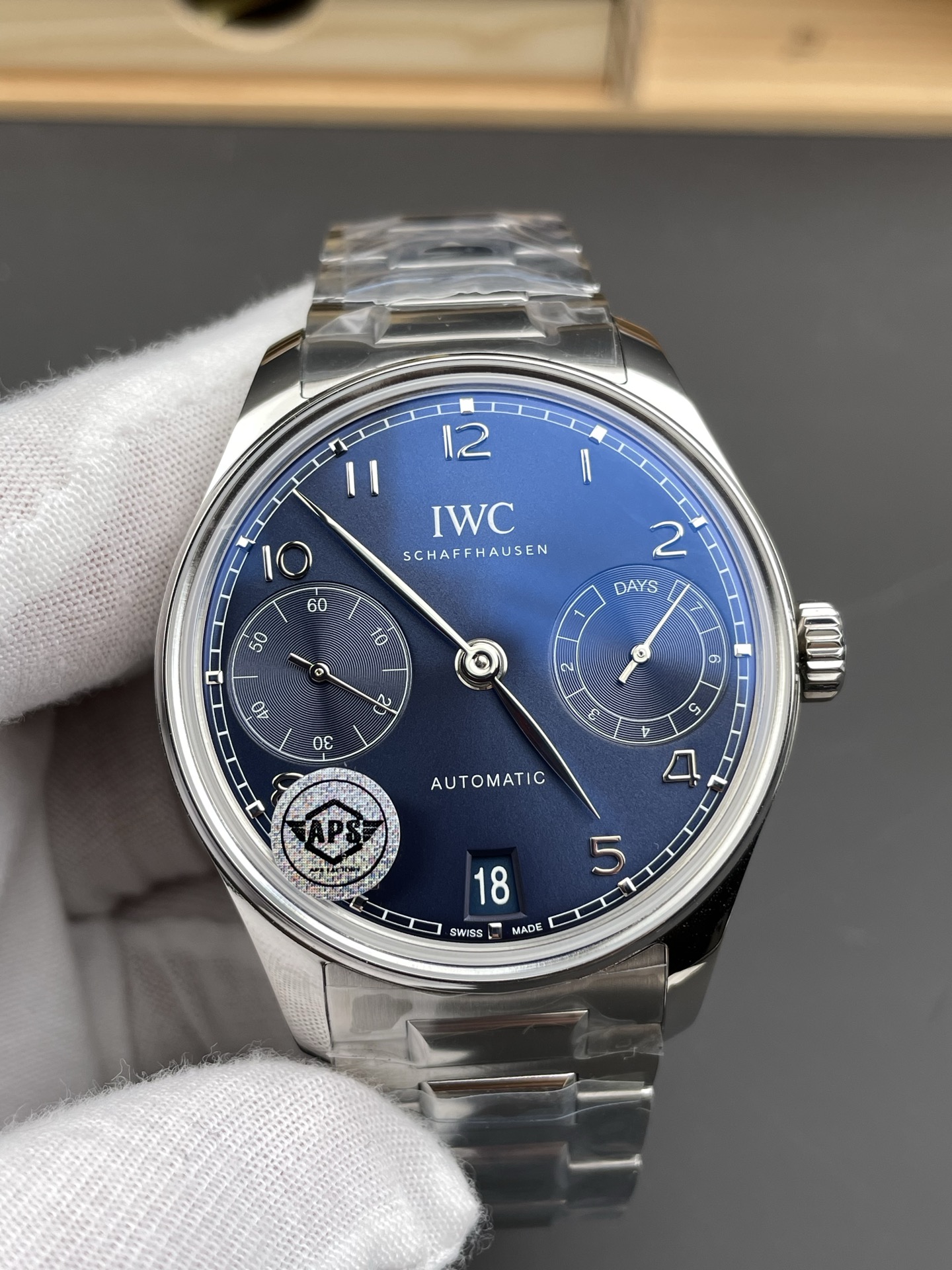 IWC Super Clone Portugieser Swiss 1:1 Mirror Watch Blue Dial Steel Case Watch - view 3