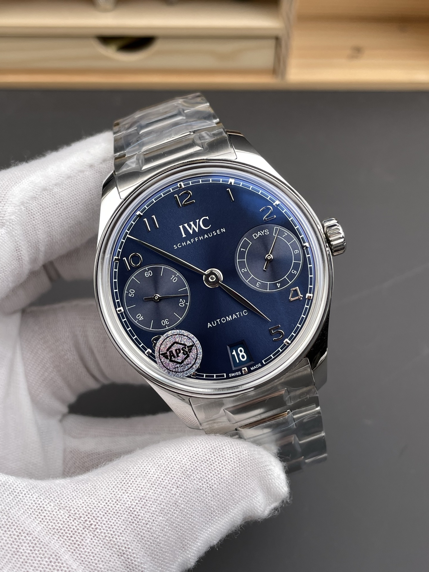 IWC Super Clone Portugieser Swiss 1:1 Mirror Watch Blue Dial Steel Case Watch - view 4