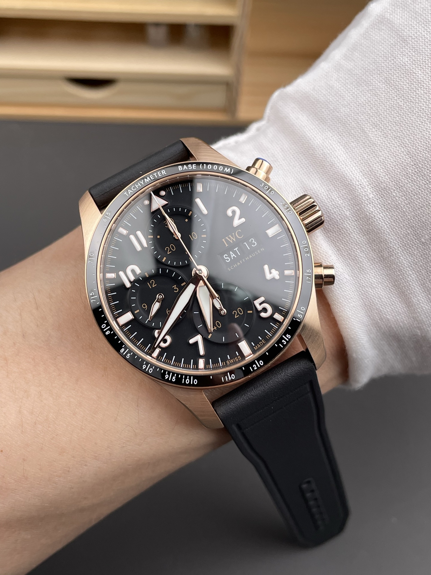 IWC Pilot’s IW388306 Super Clone Chronograph 41 Mercedes-AMG Pertonas F1 Rose Gold Watch - view 10